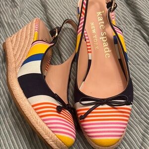 Kate Spade Multicolor Striped Wedge Sandals